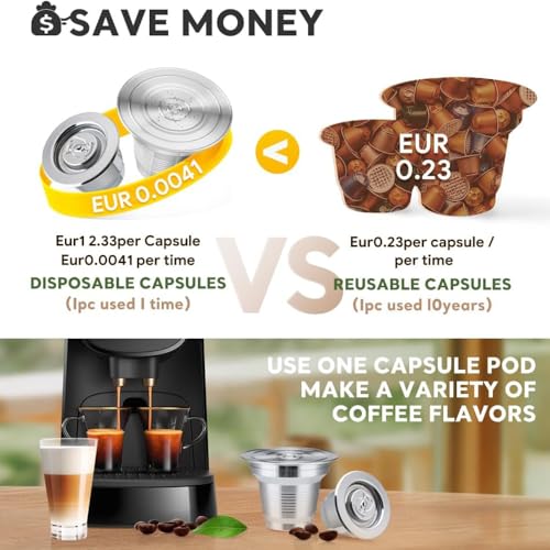 BRBHOM Stainless Steel Coffee Capsules Compatible for L'*R Barista LM8012 / 60 I Refillable Coffee Capsule, Reusable l'or espresso pods Metal Coffee Capsules, Measuring Spoon + Brush with Tamper (Big + Small - Image 3