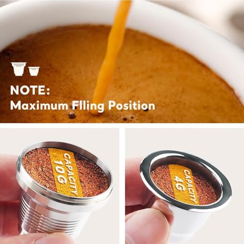 BRBHOM Stainless Steel Coffee Capsules Compatible for L'*R Barista LM8012 / 60 I Refillable Coffee Capsule, Reusable l'or espresso pods Metal Coffee Capsules, Measuring Spoon + Brush with Tamper (Big + Small - Image 2