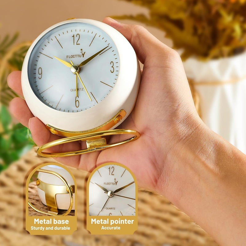 kadio Metal Silent Table Analog Alarm Clock No Ticking Lighted On Demand and Battery Operated Beep Sounds Small Desk ClockWhite 85 Centimeters 85 CM - Image 4
