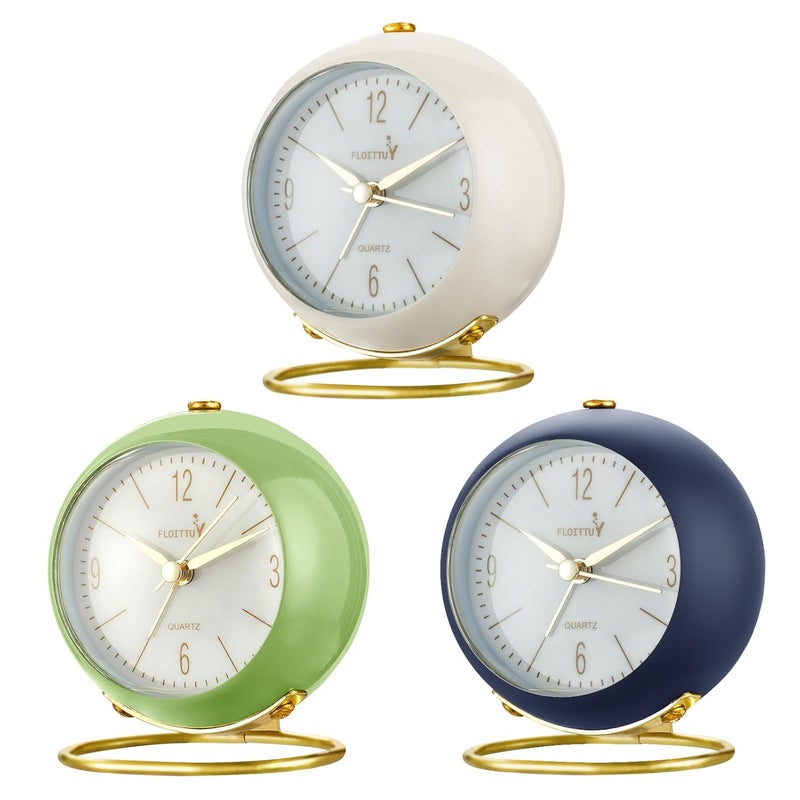 kadio Metal Silent Table Analog Alarm Clock No Ticking Lighted On Demand and Battery Operated Beep Sounds Small Desk ClockWhite 85 Centimeters 85 CM - Image 5