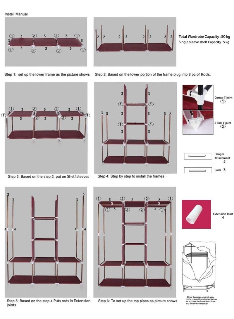 DubaiGallery Stylish Portable Wardrobe Closet Model 88130 Featuring Organized Storage Sections Hanging Space Strong Frame Lightweight Design Perfect for Bedroom Use and Efficient Space Management Solution - Image 5