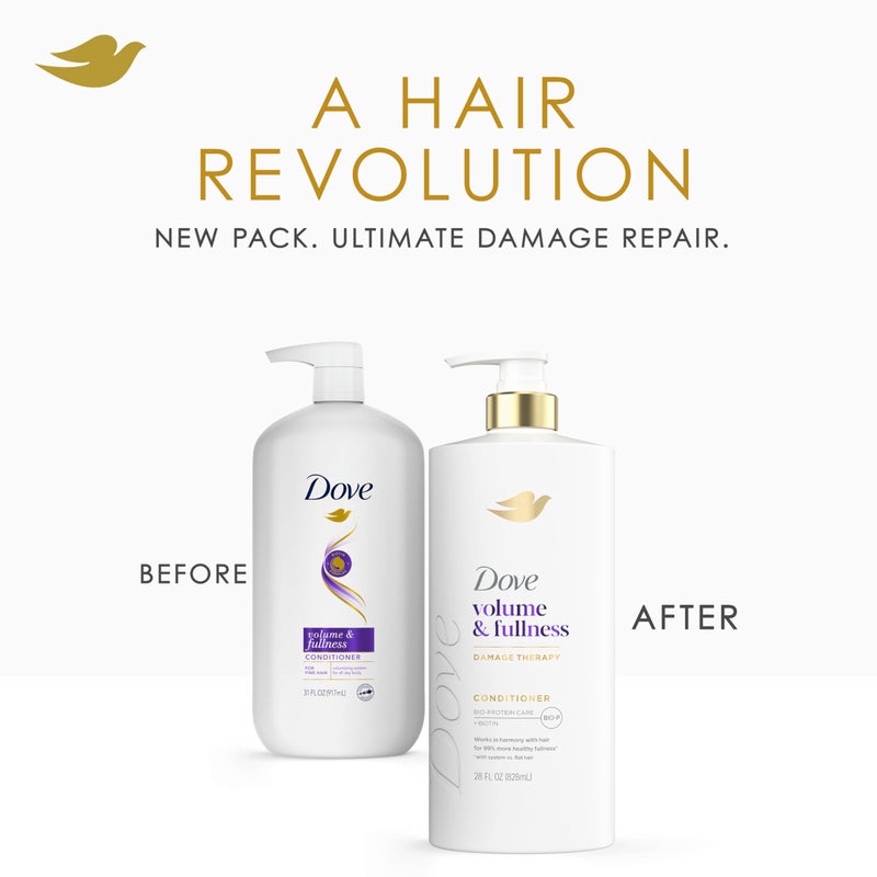 Dove Conditioner Volume & Fullness for Fine, Thin Hair with Bio-Protein Care Technology and Biotin 28 Fl Oz - Image 3