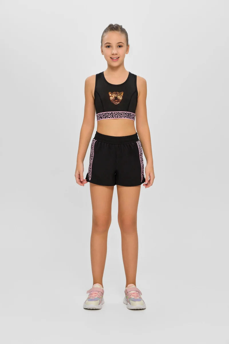 Choupette Black Double-Layered Sports Shorts - Choupette