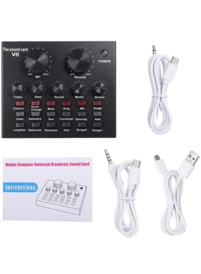 RYN V8 Multifunctional Live Sound Card USB Audio Interface Audio Mixer for Recording Hosting - Image 4
