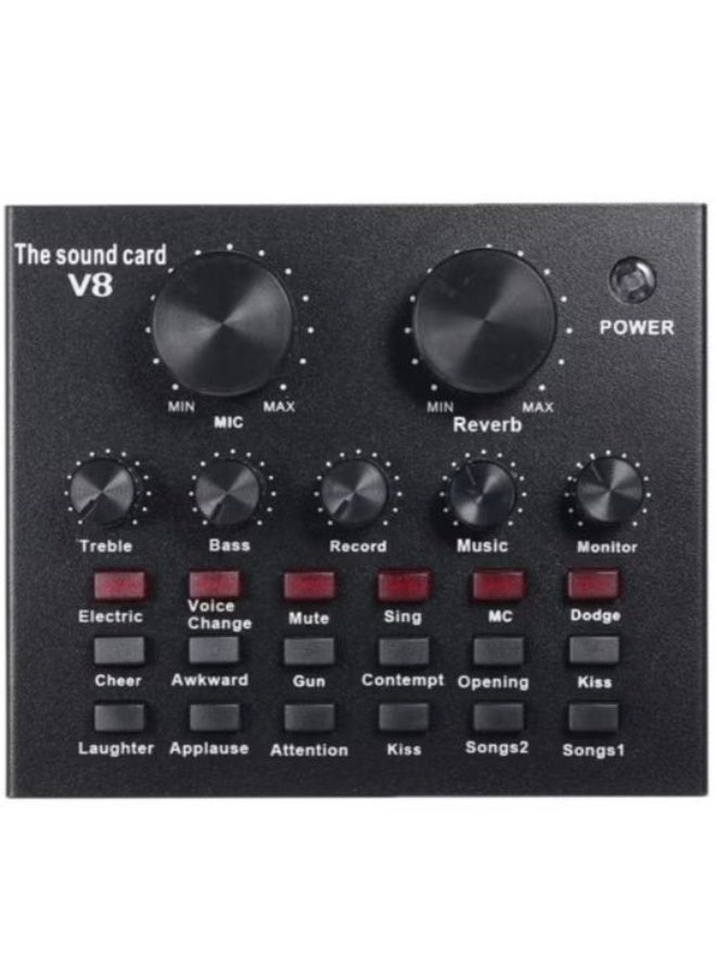RYN V8 Multifunctional Live Sound Card USB Audio Interface Audio Mixer for Recording Hosting - Image 1
