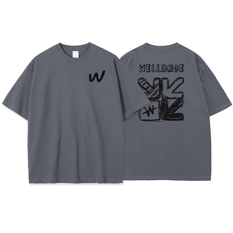 Back graffiti print short-sleeved t-shirt for boys, trendy summer American teenage high school student, pure cotton white top - Image 3