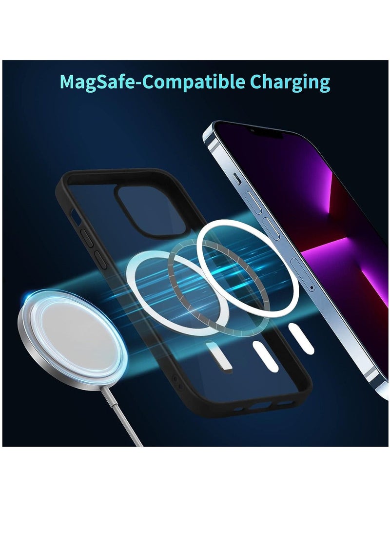 Raxoom - iPhone 13 Pro Max Case Clear Magsafe Slim Cover, Ultra-Thin Shockproof and Anti-Yellow Transparent Protective Cover Compatible for Apple iPhone 13 Pro Max 6.7 inch - Black - Image 1