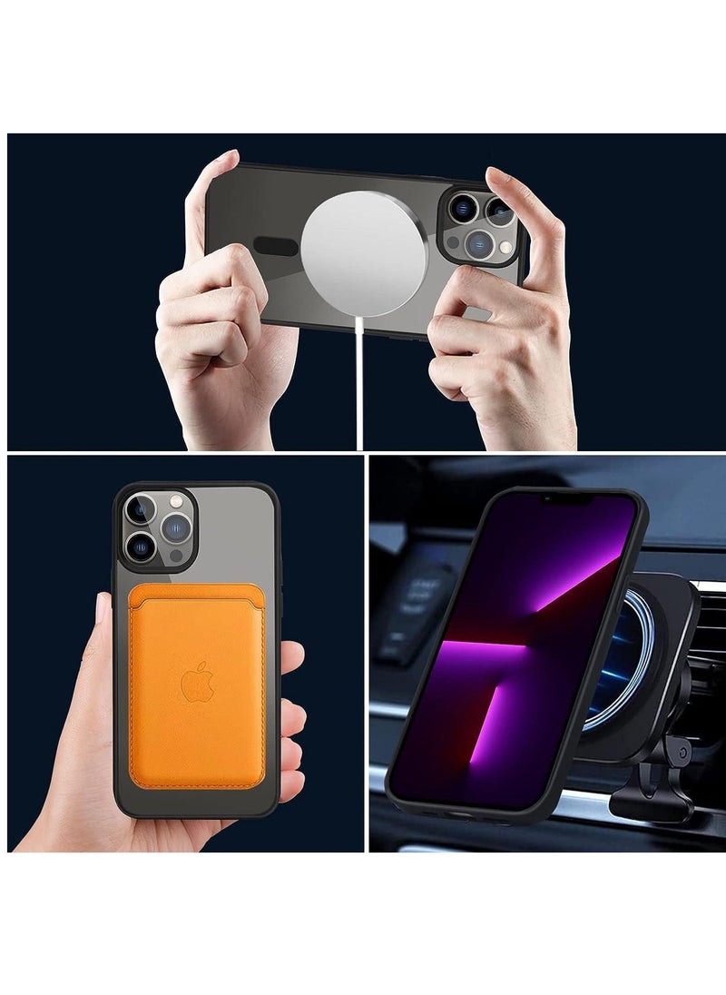 Raxoom - iPhone 13 Pro Max Case Clear Magsafe Slim Cover, Ultra-Thin Shockproof and Anti-Yellow Transparent Protective Cover Compatible for Apple iPhone 13 Pro Max 6.7 inch - Black - Image 1
