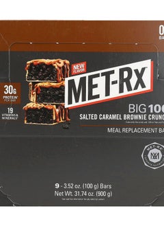 MET-Rx Big 100 Meal Replacement Bar Salted Caramel Brownie Crunch  9 Bars 3.52 oz (100 g) Each 