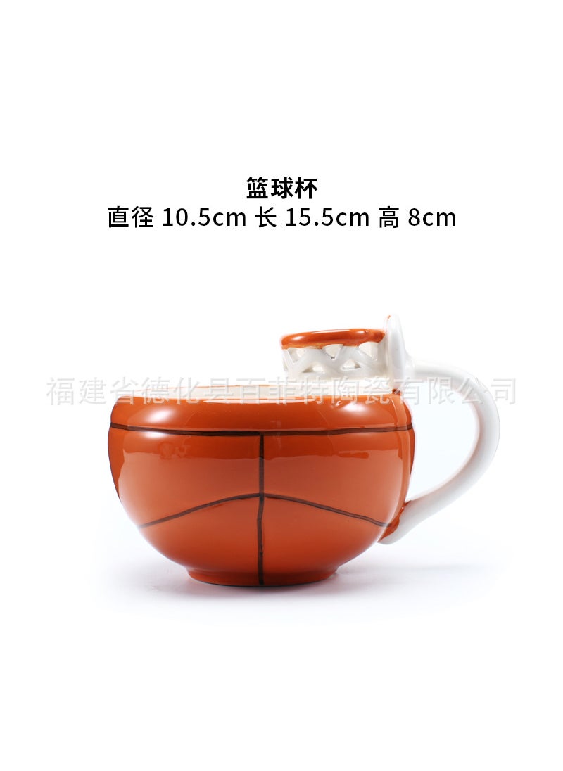 Generic Ceramic Coffee Milk Mug with Lid - Creative Basketball Design Gift Shooting Cup  - Image 3