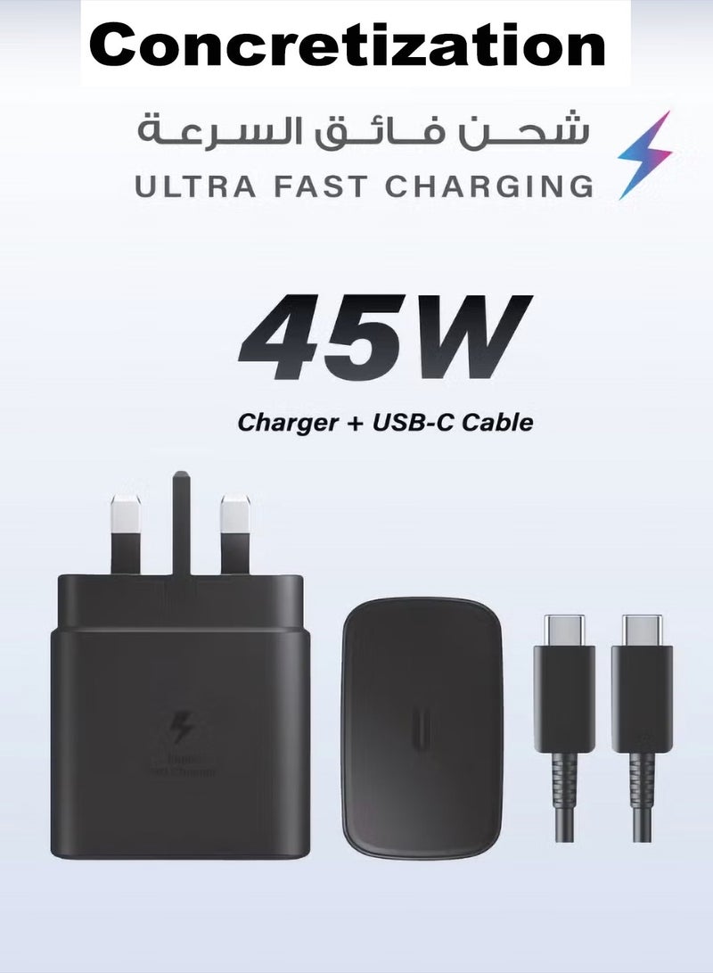 Concretization 45W Super Fast Charger for Samsung Galaxy S25 Ultra/S25+/S25/S24 Ultra/S24+/S24/S23 FE/S23 Ultra/S23+/S22+/S22 Ultra/S21 Ultra/S21,USB C Super Fast Charger Plug with 2m Type C Charging Cable - Image 1