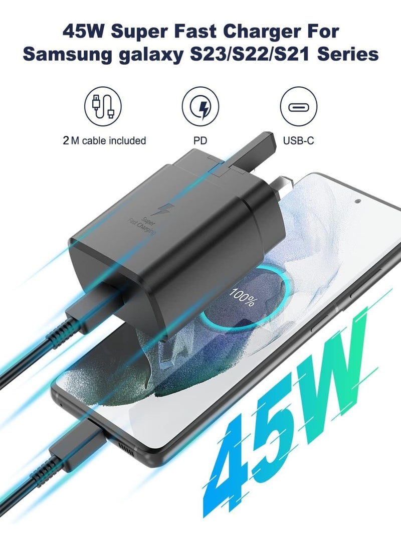 Concretization 45W Super Fast Charger for Samsung Galaxy S25 Ultra/S25+/S25/S24 Ultra/S24+/S24/S23 FE/S23 Ultra/S23+/S22+/S22 Ultra/S21 Ultra/S21,USB C Super Fast Charger Plug with 2m Type C Charging Cable - Image 5