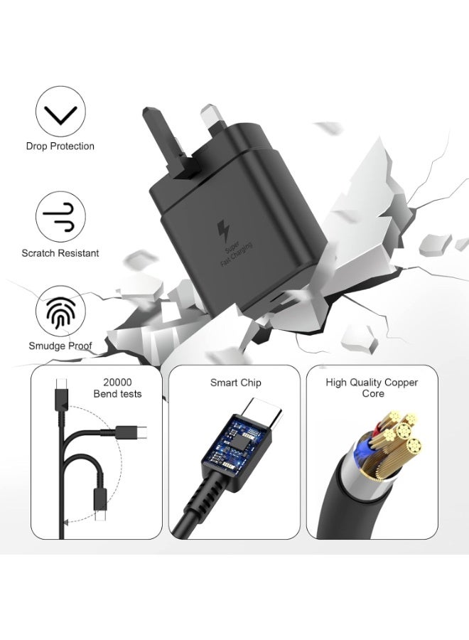 Concretization 45W Super Fast Charger for Samsung Galaxy S25 Ultra/S25+/S25/S24 Ultra/S24+/S24/S23 FE/S23 Ultra/S23+/S22+/S22 Ultra/S21 Ultra/S21,USB C Super Fast Charger Plug with 2m Type C Charging Cable - Image 4