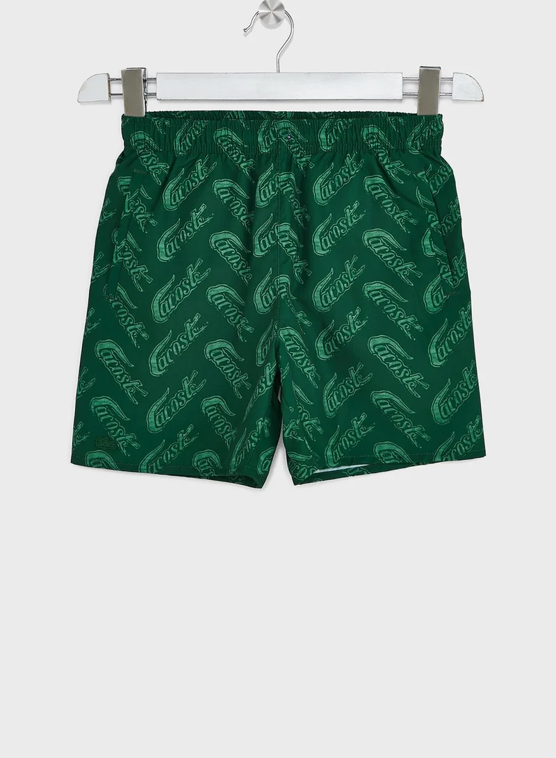 LACOSTE Kids Printed Swim Shorts