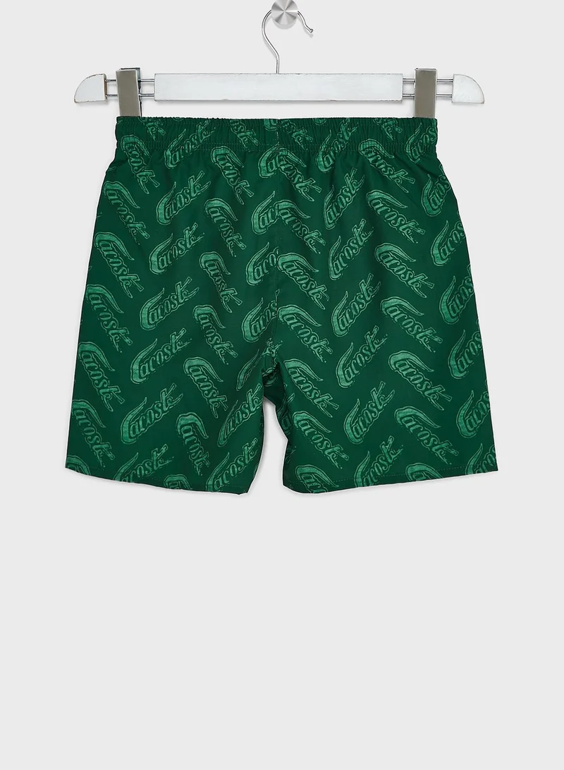 LACOSTE Kids Printed Swim Shorts