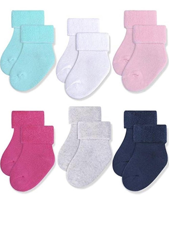 مجموعة جوارب Freshfoot للجنسين، قطن عضوي لطيف وملون، للأطفال حديثي الولادة، من عمر 0 إلى 12 شهرًا (عبوة من 6 جوارب)، لون وردي - Image 1