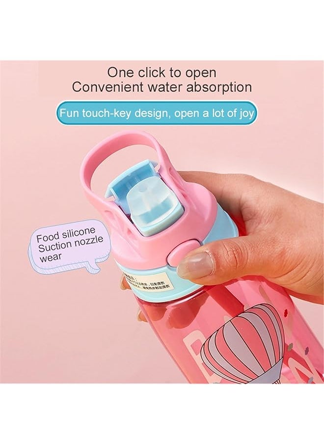 X spring Kids Water Bottle 480Ml Bpa Free Water Bottle With Carry Handle And Easy Button Kids Drinking Water Bottle With Flip Straw Leakproof Kids Water Bottle For School And Sports  - Image 2
