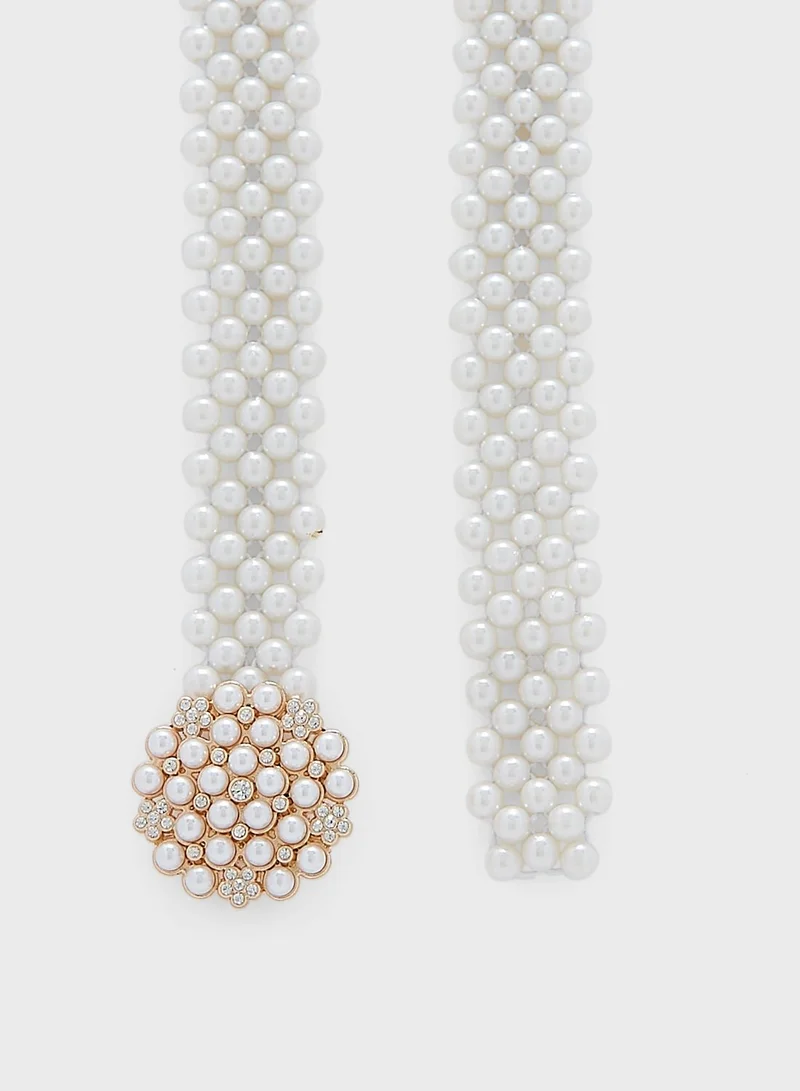 Ella Limited Edition Statement Buckle Pearl Belt