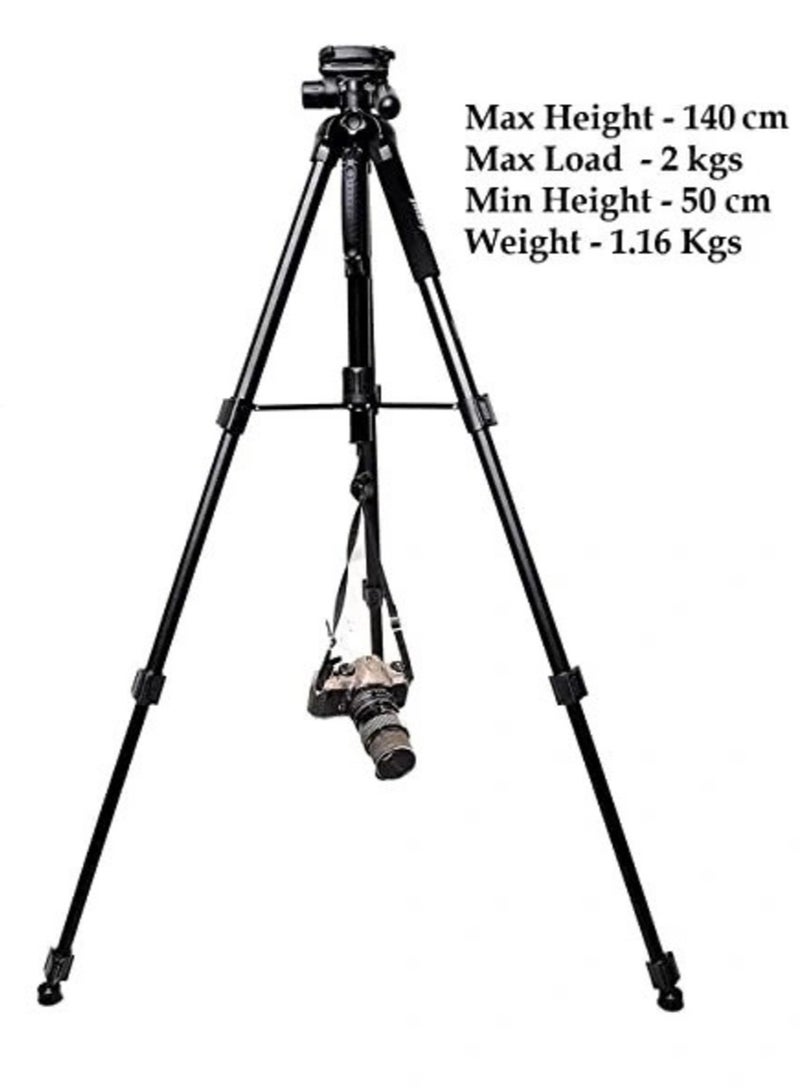 Jmary Jmary 2234 Professional Aluminium Alloy Tripod Stand - 3-Way Swivel Pan Head - Image 4
