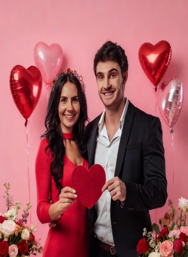 كوراسا طوق رأس على شكل قلب من كوراسا، مثالي لعيد الحب، للنساء والفتيات. طوق رأس على شكل قلب مرصع بأحجار الراين اللامعة، باللونين الوردي والأحمر، مصنوع من الكريستال، طوق شعر معدني، إكسسوارات شعر لحفلات الزفاف، مستلزمات تزيين، هدايا - Image 5