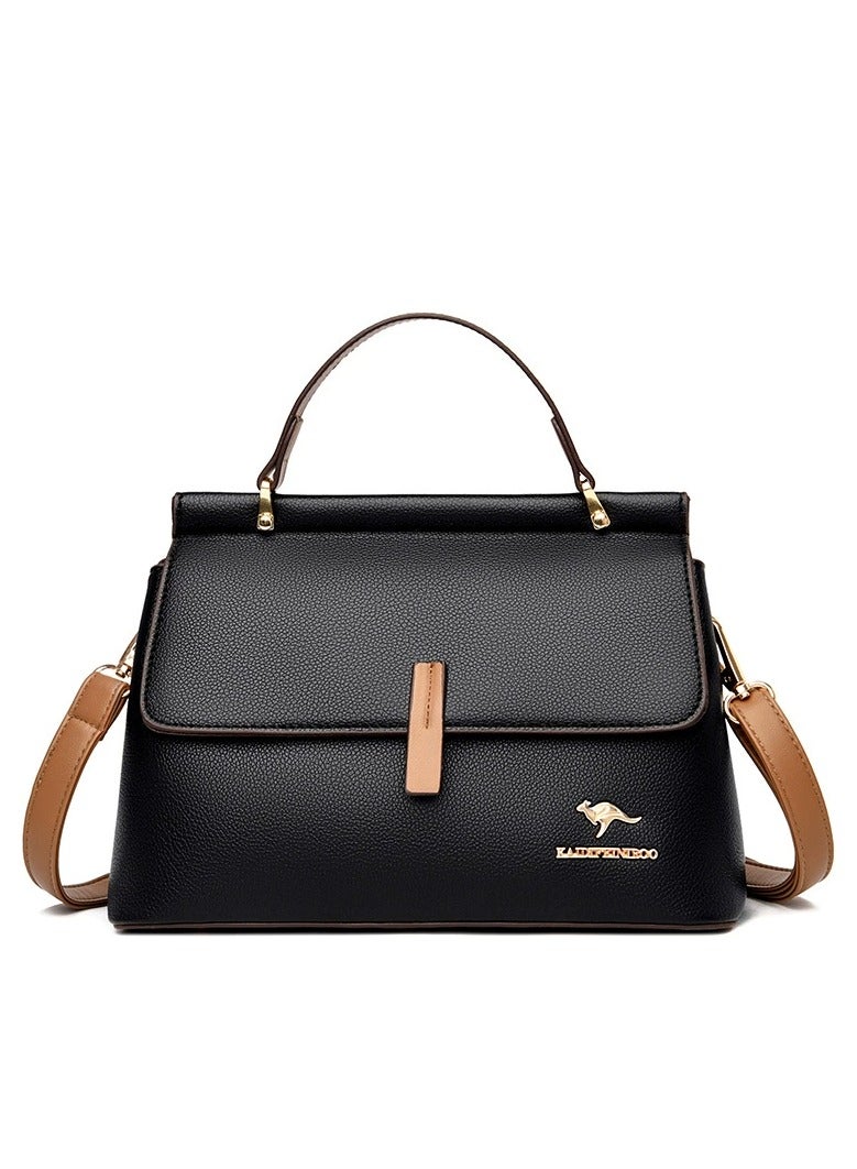 Loquat Texture Shoulder Crossbody Bag Fashion Elegant Exquisite Multi-pocket Charm High-Quality Fabric Large Capacity Handbag for Women/Mother/Girl Friend Gift Black 