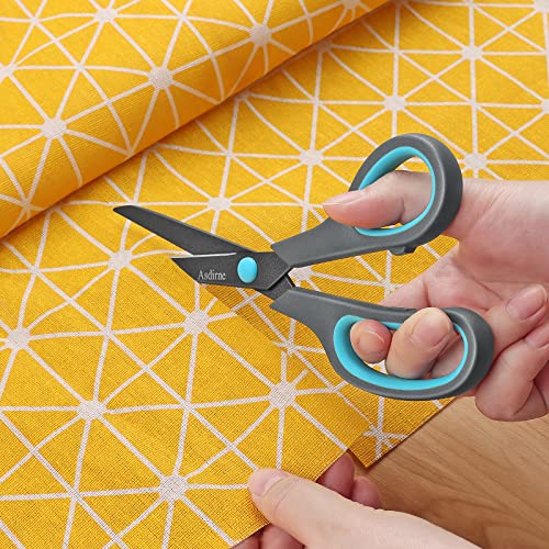 Asdirne Scissors, Teflon Coating All Purpose Scissors, Non-Stick Stainless Steel Blades, Ergonomic Semi-Soft Rubber Grip, Great for Craft, Office, School, Set of 4, 10"/8.5"/6"/5", Blue&Gray - Image 2