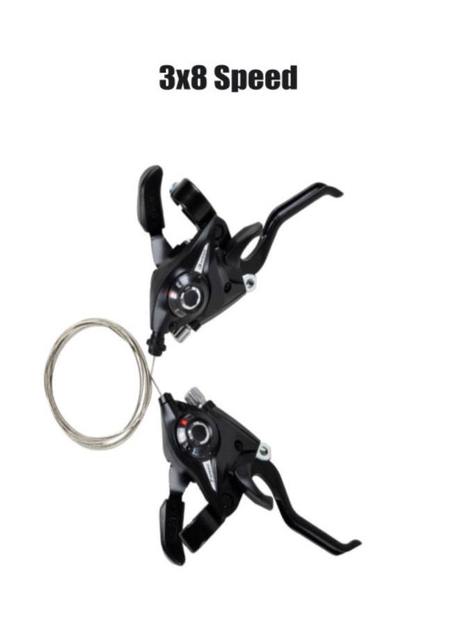 Generic - Brake Lever Combo With Inner Shift ,3x8 Speed Shifter Bike MTB Fixed Gear AccessoriesCables - Image 1