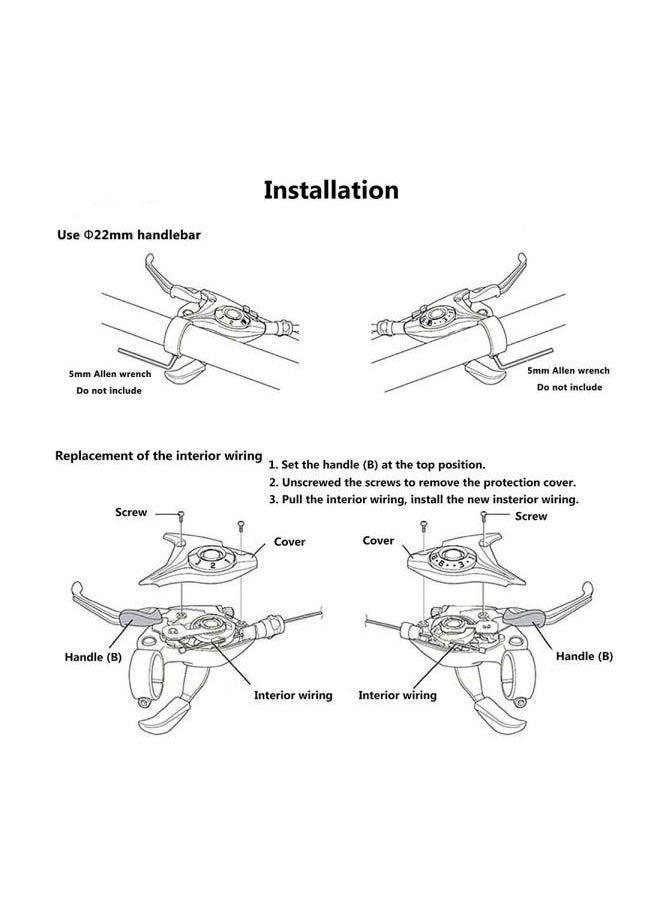 Generic - Brake Lever Combo With Inner Shift ,3x8 Speed Shifter Bike MTB Fixed Gear AccessoriesCables - Image 1