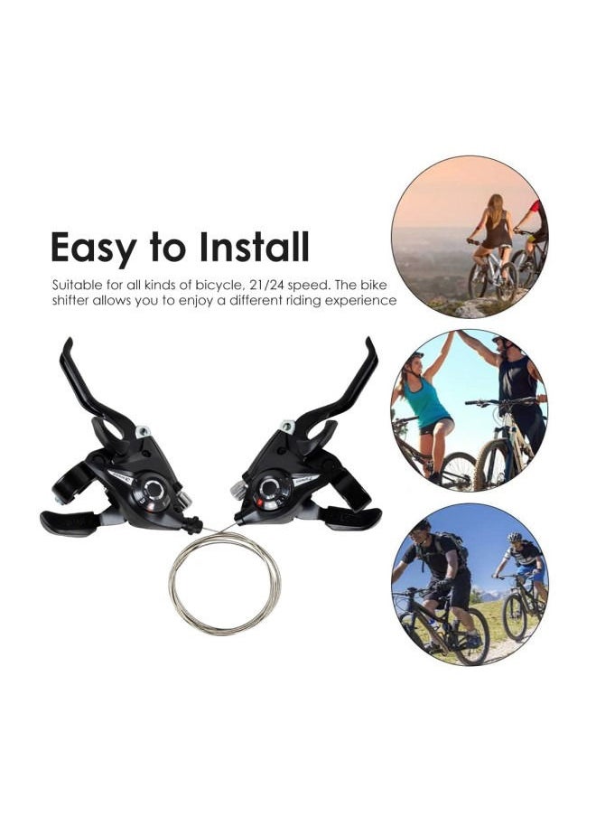 Generic - Brake Lever Combo With Inner Shift ,3x8 Speed Shifter Bike MTB Fixed Gear AccessoriesCables - Image 1