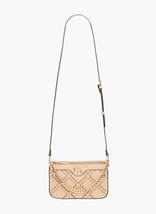 Celeste Women Textured Crossbody Bag with Adjustable Strap and Zip Closure  - Image 2