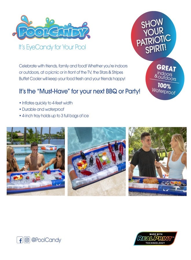 Poolcandy Stars and Stripes Inflatable Buffet Cooler | Inflatable Serving Bars Ice Buffet Salad Serving Trays Food Drink Holder Cooler Containers Indoor Outdoor BBQ Picnic Pool Party Supplies - Image 5