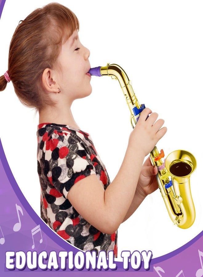Lewtemi Set of 2 Musical Instruments Include Toy Trumpet and Saxophone Set Plastic Trumpet Educational Toy Home School Music Gift, Color Keys(Gold) - Image 5