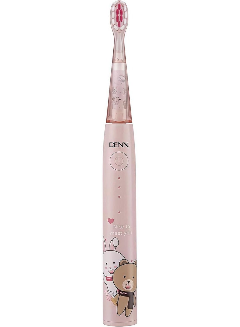 Denx Kids Electric Toothbrush Rechargeable Sonic 24000 VPM, Easy Cleaning Soft Bristles, 2-Min Timer, Waterproof IPX7, Lightweight, Travel Toothbrush for Boys Girls Age 6+, Portable DX3704 (Pink) - Image 1