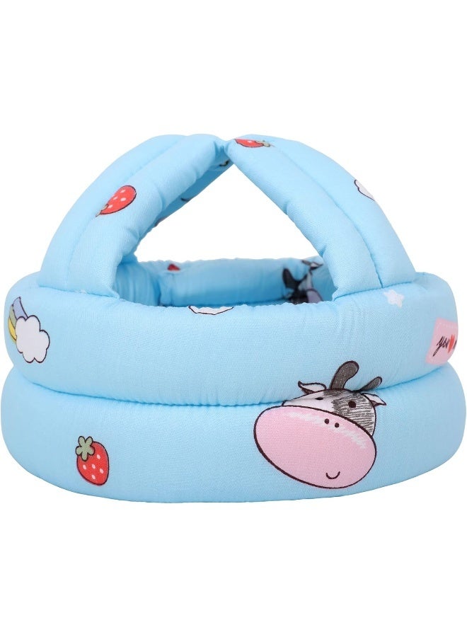 سيمبليسيتي Baby Infant Toddler No Bumps Safety Helmet Head Cushion Bumper Bonnet for Crawling Walking, Blue Cow Baby, One Size - Image 1