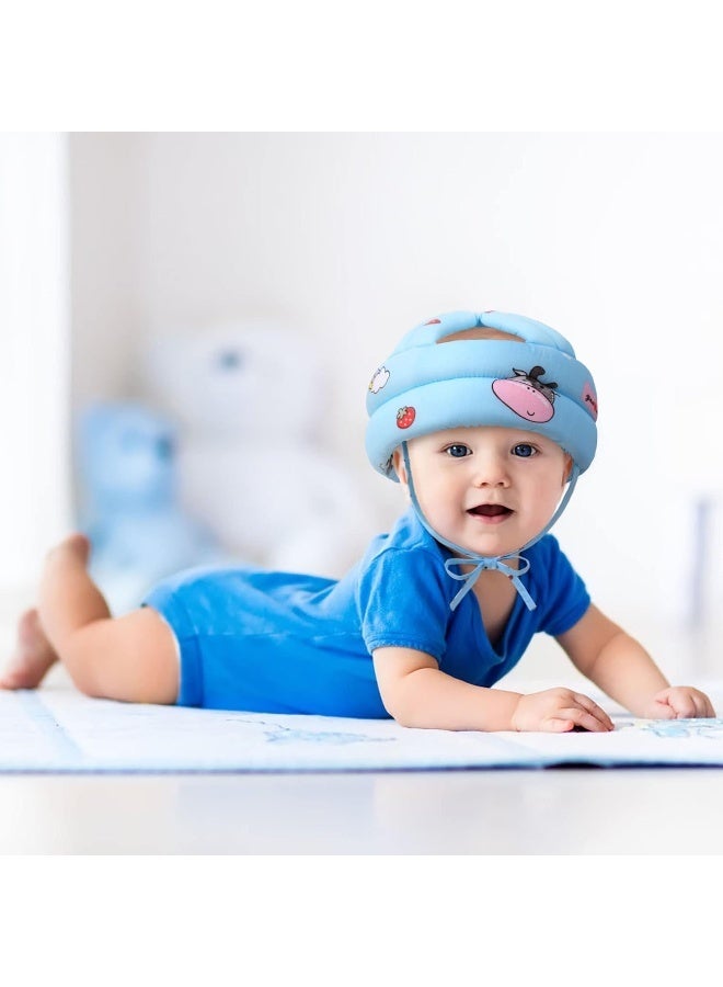 سيمبليسيتي Baby Infant Toddler No Bumps Safety Helmet Head Cushion Bumper Bonnet for Crawling Walking, Blue Cow Baby, One Size - Image 5