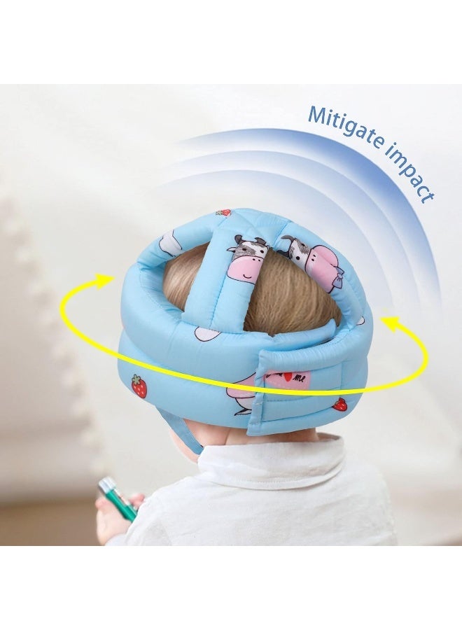 سيمبليسيتي Baby Infant Toddler No Bumps Safety Helmet Head Cushion Bumper Bonnet for Crawling Walking, Blue Cow Baby, One Size - Image 4
