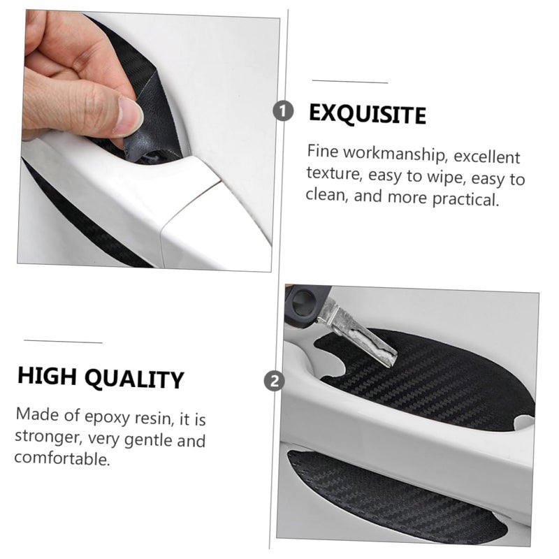 8Pcs Car Door Handle Scratch Protector Stickers Black Epoxy Self Adhesive Decoration - Image 3