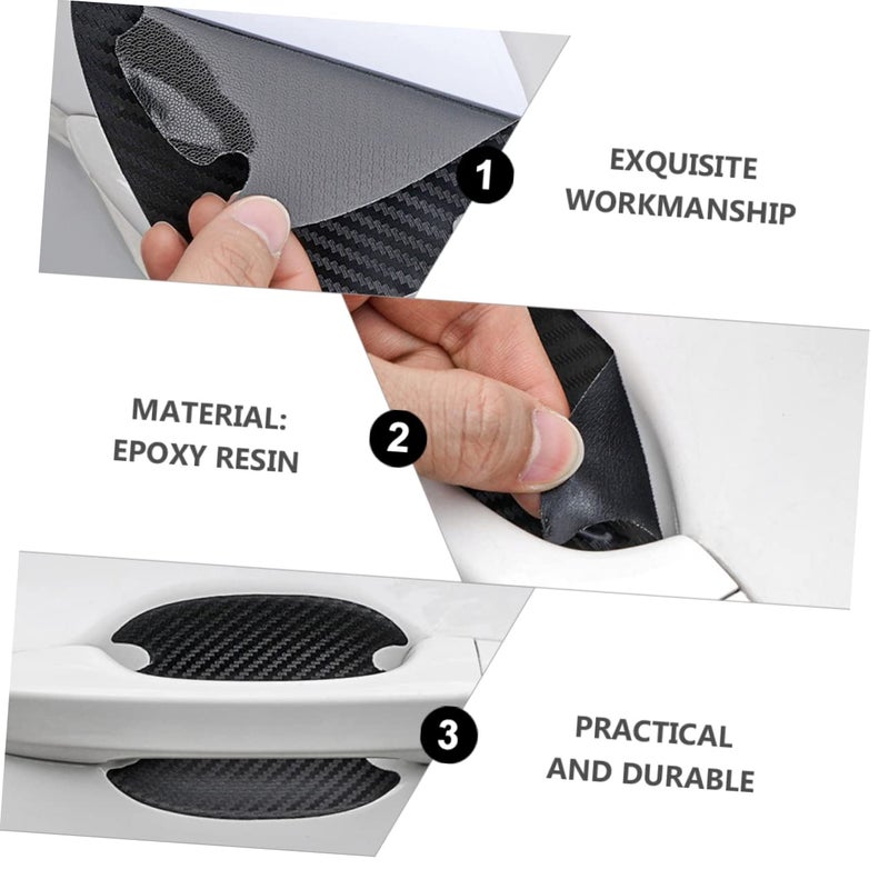 8Pcs Car Door Handle Scratch Protector Stickers Black Epoxy Self Adhesive Decoration - Image 4