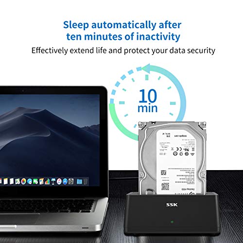 SSK USB 3.0 to SATA External Hard Drive Docking Station Enclosure Adapter for 2.5 & 3.5 Inch HDD SSD SATA, Super Speed up to 5Gbps, Support UASP no Drivers Needed(20TB Supports) - Image 4