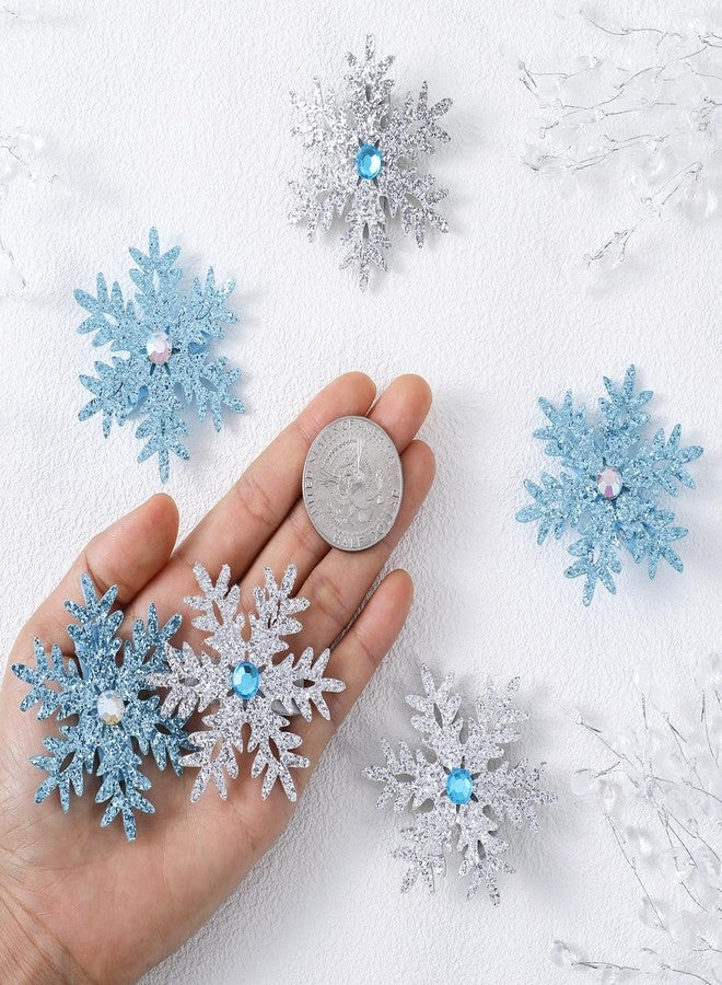 OIIKI 6pcs Large Snowflake Hair Clips, Sparkly Snowflakes Barrettes for Women, Non-Slip Clip Winter Christmas Cosplay Frozen Hair Accessories for Long Short Thin Thick Hairstyles- Blue & Silver - Image 4