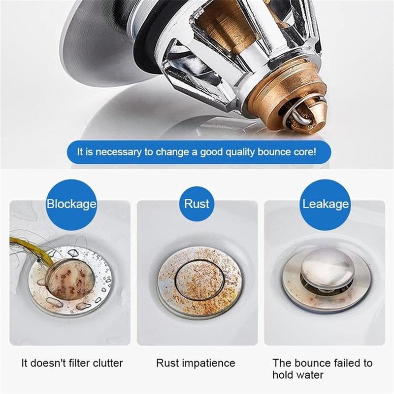 klarako Universal Bathroom Sink Stopper, 1.1~1.5” Bathtub Stopper for Kitchen Bathtub Sink Drains Anti Clogging Sink Drain Filter with Hair Catcher (Silver) - Image 4