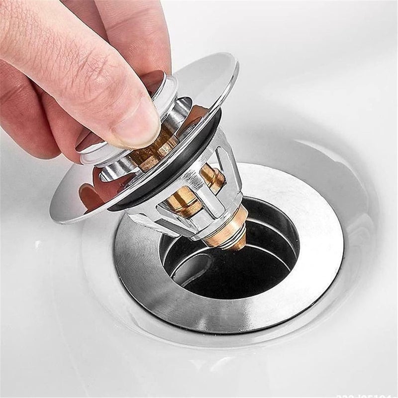 klarako Universal Bathroom Sink Stopper, 1.1~1.5” Bathtub Stopper for Kitchen Bathtub Sink Drains Anti Clogging Sink Drain Filter with Hair Catcher (Silver) - Image 1