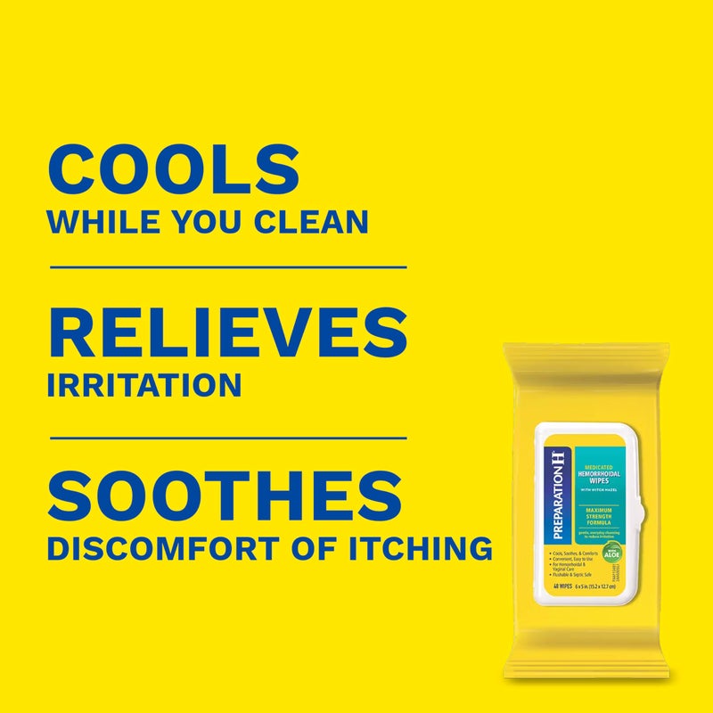 Preparation H Hemorrhoid Flushable Wipes with Witch Hazel for Skin Irritation Relief - 48 Count - Image 2