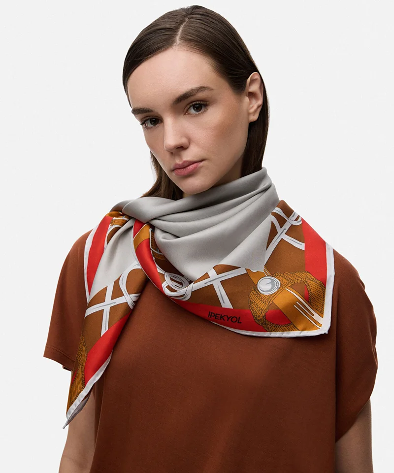 ابيكول Printed Silk Scarf