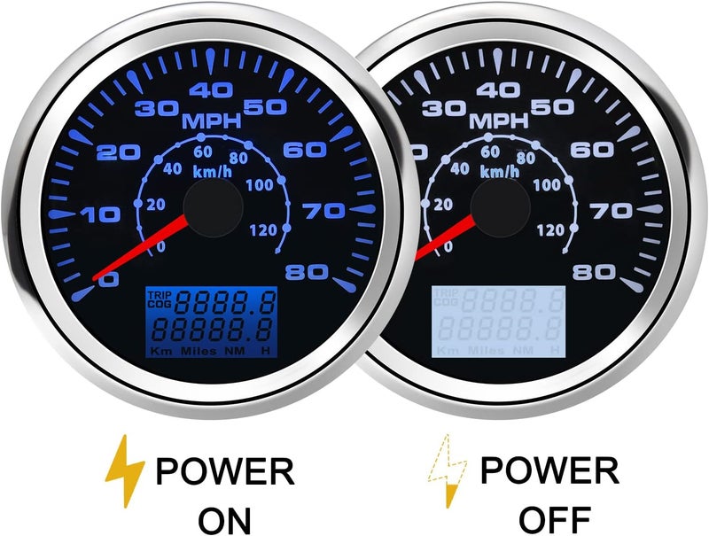 Geloo 85MM Boat GPS Speedometer Gauge - MPH & KM/H Speedometer, Waterproof Odometer for Car, Truck, Boat & Motorcycle - 7 Color Backlight, 9-32V - Image 4