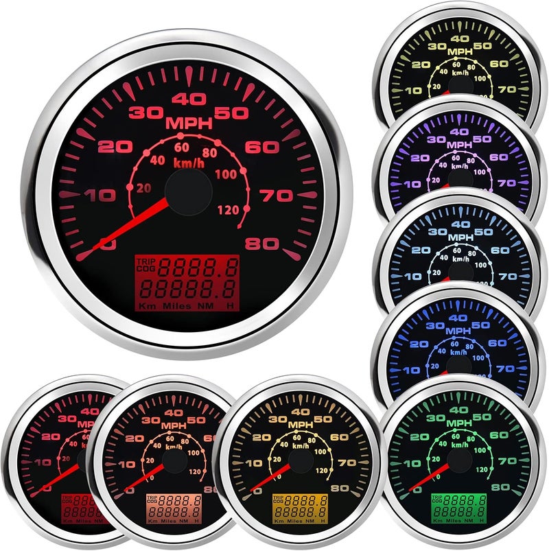 Geloo 85MM Boat GPS Speedometer Gauge - MPH & KM/H Speedometer, Waterproof Odometer for Car, Truck, Boat & Motorcycle - 7 Color Backlight, 9-32V - Image 1
