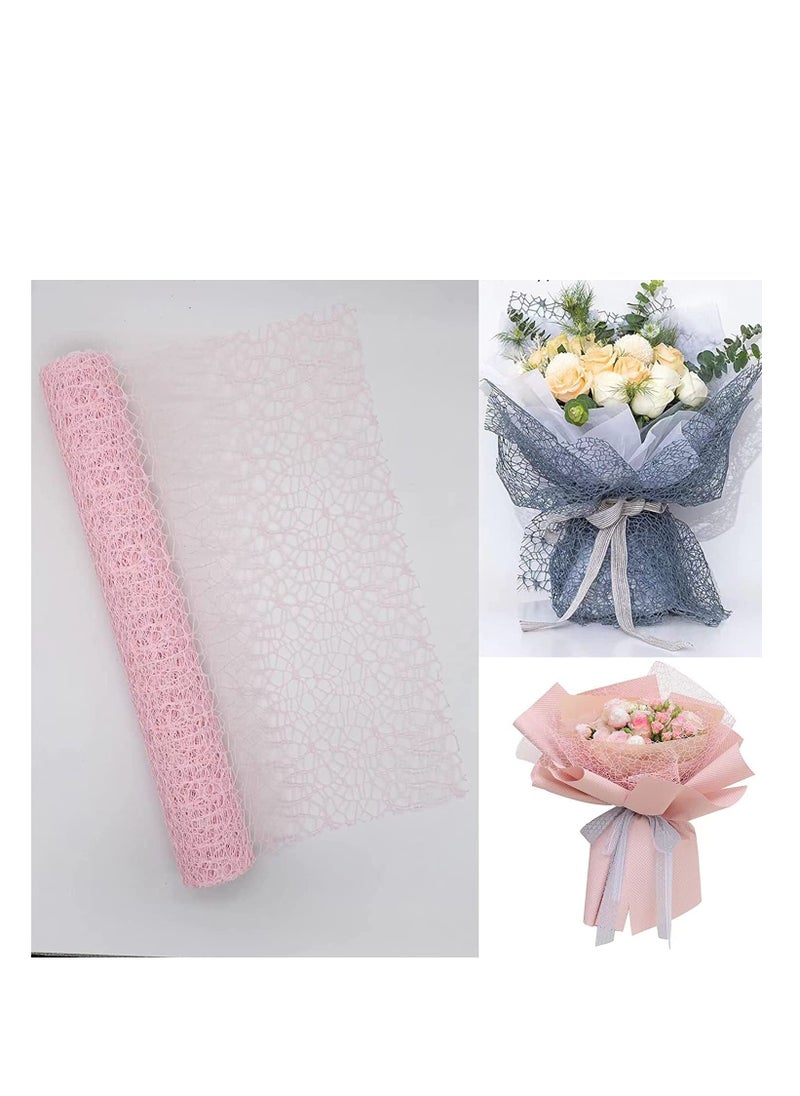 SYOSI Flower Bouquet Waterproof Wrapping Paper, 1 Roll of Jacquard Net Mesh Openwork Floral Wrapping Paper Floral Supplies for Fresh Flowers, Florist Supplies for Wedding and New Years Decoration  - Image 1