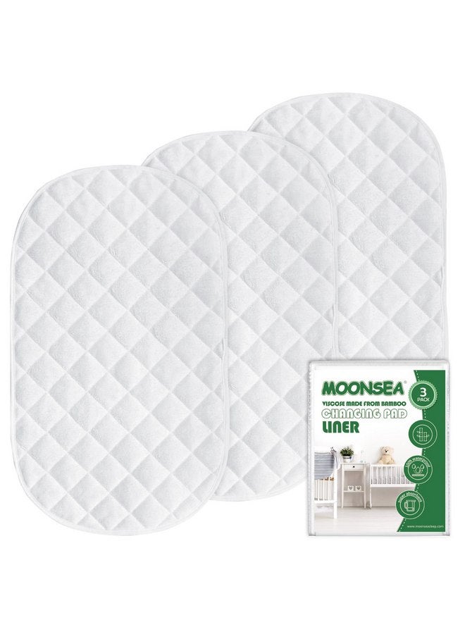 Moonsea Diaper Changing Pad Liner Non-Slip, Waterproof Terry Mat Changing Pad Cover Liner, Quilted Absorbent Bassinet Liners Washable, 3 Pack 13"x 26" Reusable Portable Changing Table Pad White - Image 1