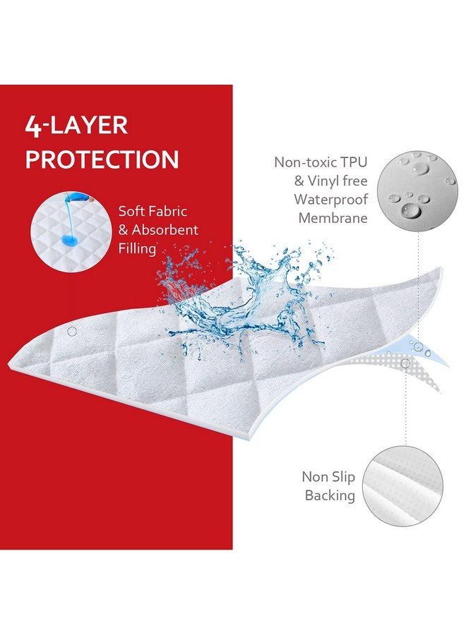Moonsea Diaper Changing Pad Liner Non-Slip, Waterproof Terry Mat Changing Pad Cover Liner, Quilted Absorbent Bassinet Liners Washable, 3 Pack 13"x 26" Reusable Portable Changing Table Pad White - Image 2