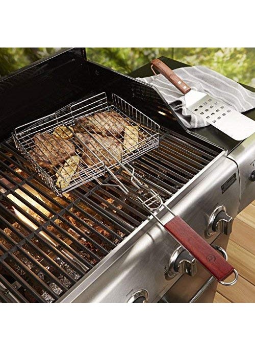 ONPRIX ONPRIX Portable Stainless Steel Rectangular Grilling Basketfor MeatSteak Shrimp Vegetables Chops Heavy Duty Grill Basket Outdoor Grill Accessories  - Image 3